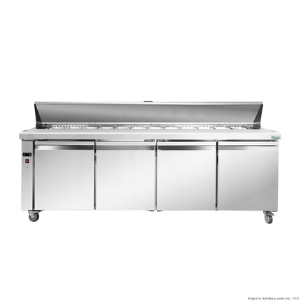 Thermaster SLB240 Four-Door Sandwich Prep Bar Fridge — Front View