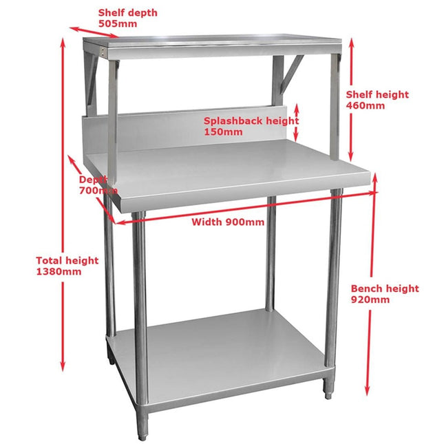 Modular Systems SMB-7-0900 stainless steel bench with splashback — view 2