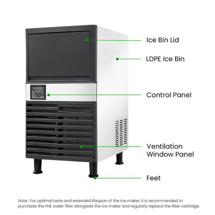 Blizzard Under Bench Cube Ice Maker Air Cooled 55kg/24Hr SN-120P