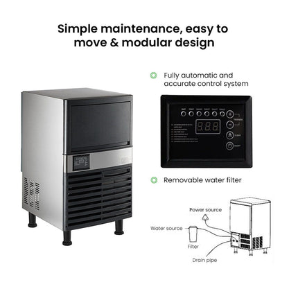 Blizzard Under Bench Cube Ice Maker Air Cooled 55kg/24Hr SN-120P