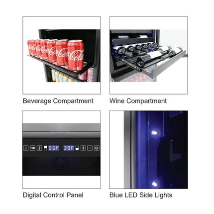 Vinotemp EL-100WBC-TS 99 bottle/200 can dual-zone wine & beverage center