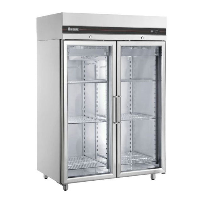 Inomak 1432L Double Door Upright Glass Fridge UFI1140G