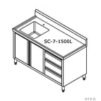1500(W) x 700(D) x 1050(H)mm / Left Sink