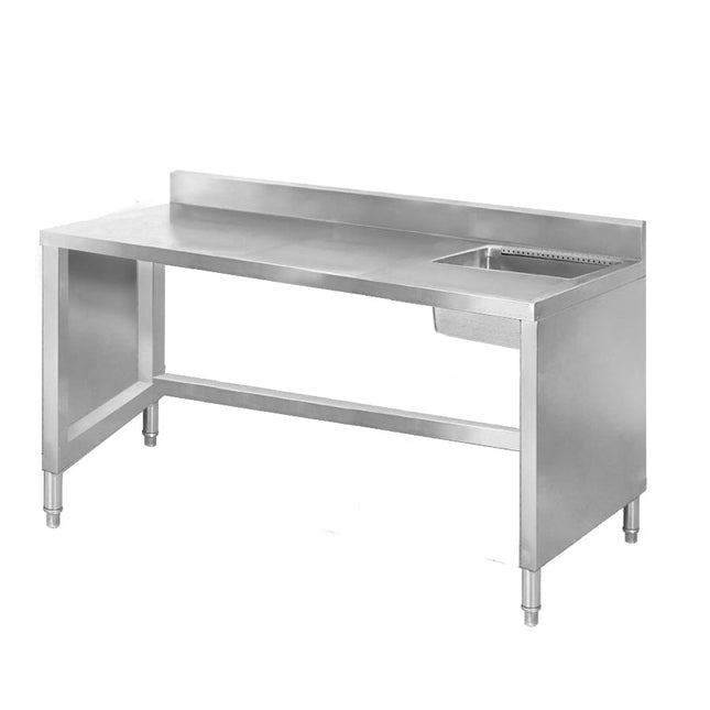 Modular Systems sink bench SSB6-1400R 1400mm stainless work bench with splashback and right-hand sink