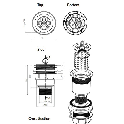 3Monkeez ScrapTrap Sink Waste Arrestor 90mm Outlet SSBW