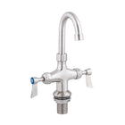 3Monkeez Stainless Steel Dual Bench Mount Tap Body with Gooseneck Spout. 1/2” FI BSP Inlet Hoses
