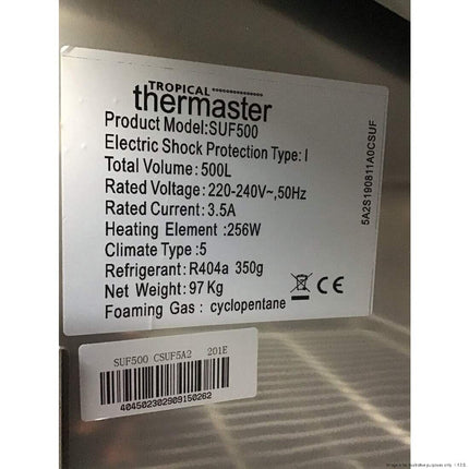 2NDs: TROPICAL Thermaster 2 x ½ door SS Freezer SUF500