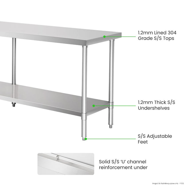 Modular Systems WB6-0600/A stainless steel flat bench — view 2
