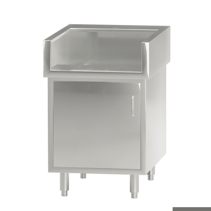 Modular Systems WCB8-0600 600mm Single Door Stainless Steel Cabinet with Splash Guard — front angle view