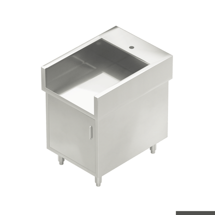 Modular Systems WCB8-0600 600mm Single Door Stainless Steel Cabinet with Splash Guard — isometric top view
