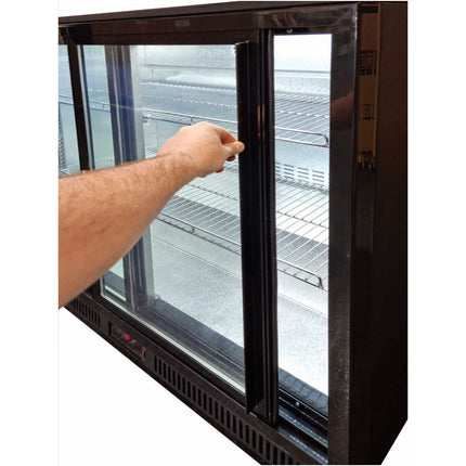 AG Three 3 Sliding Door Bar Fridge Black BEER3-SD