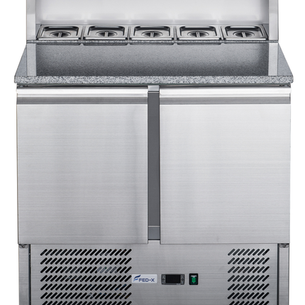 FED-X Two Door Salad Prep Fridge With Marble Top XGNS900E