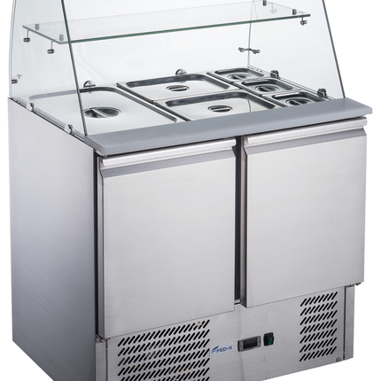 FED-X Two Door Salad Prep Fridge With Square Glass Top XS900GC
