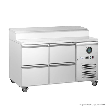FED-X XSS7C13S2V-4D Four Drawer Sandwich Prep Counter — 3/4 angle view