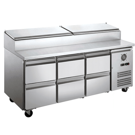 FED-X Six Drawer Salad Prep Fridge XSS7C18S3V-6D