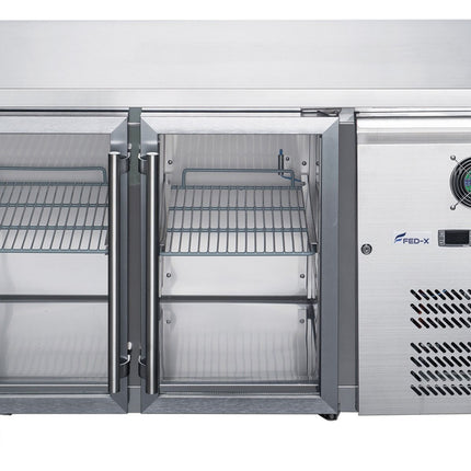FED-X XUB6C13G2V Two Glass Door Underbench Fridge 228L
