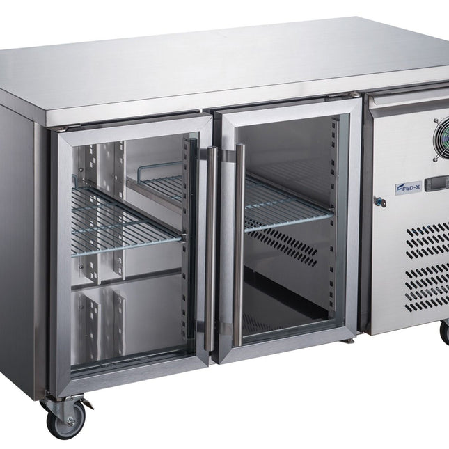 FED-X XUB6C13G2V Underbench Glass Door Fridge - Front View Open