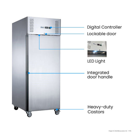 FED-X XURF400SFV upright freezer — alternate angle