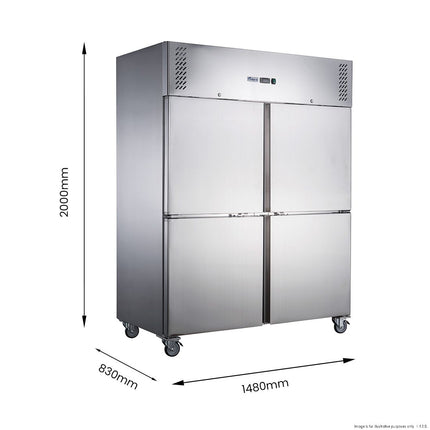 FED-X XURC1410S2V Split Four-Door Upright Fridge — side view